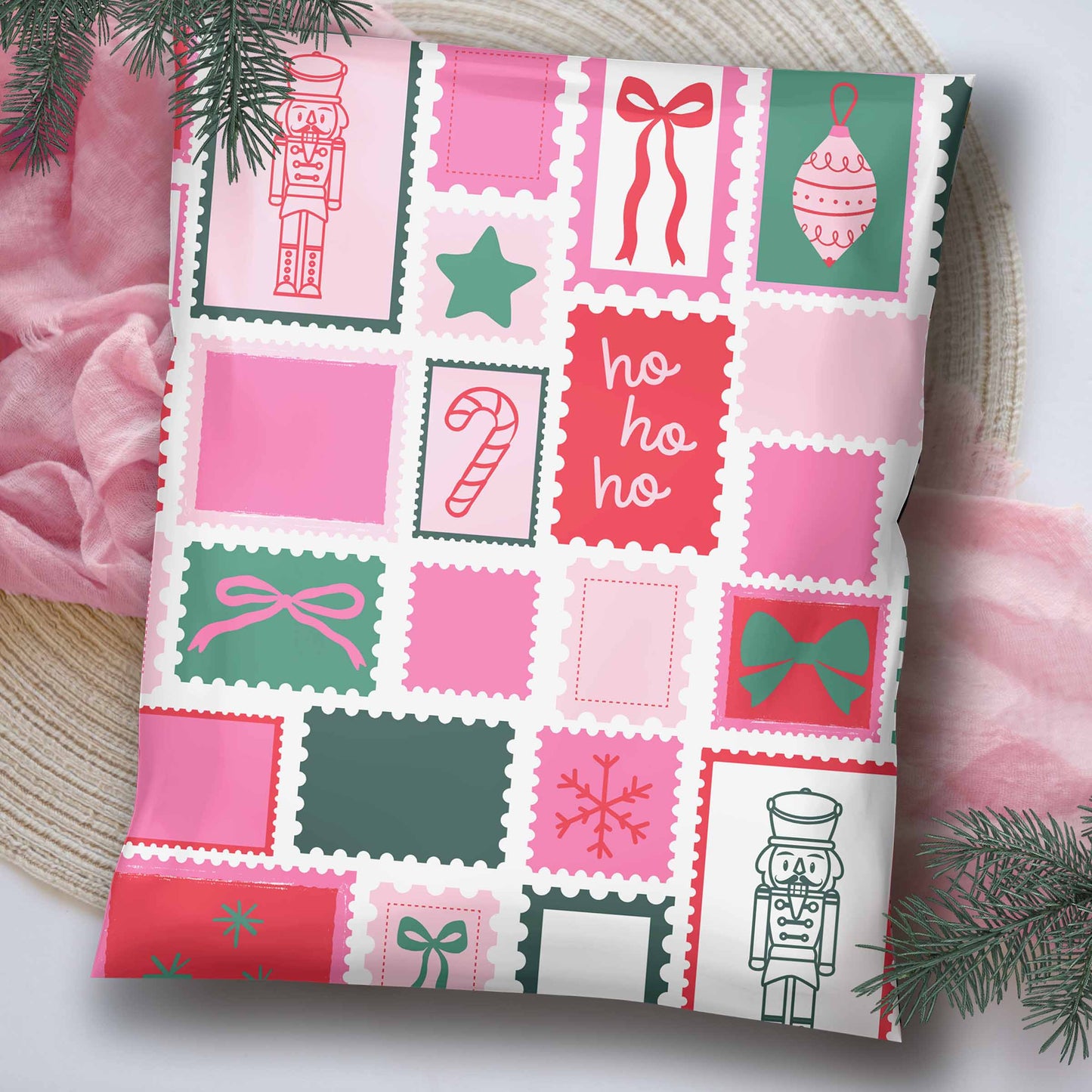 cute pink christmas shipping bags holiday polymailers for boutique designer mailers