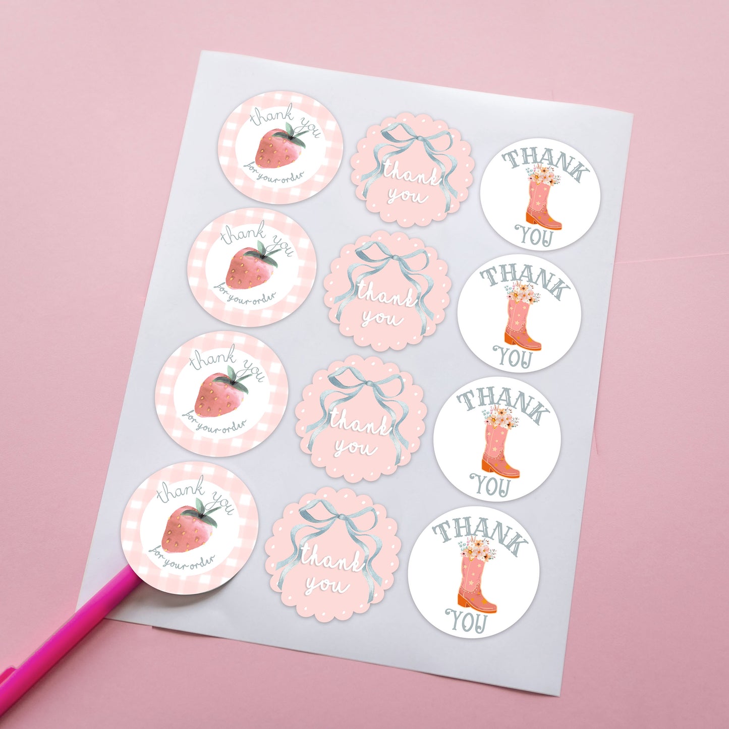 thank u stickers for shipping packaging supplies small biz cute girly trendy boutique owner business sticker
