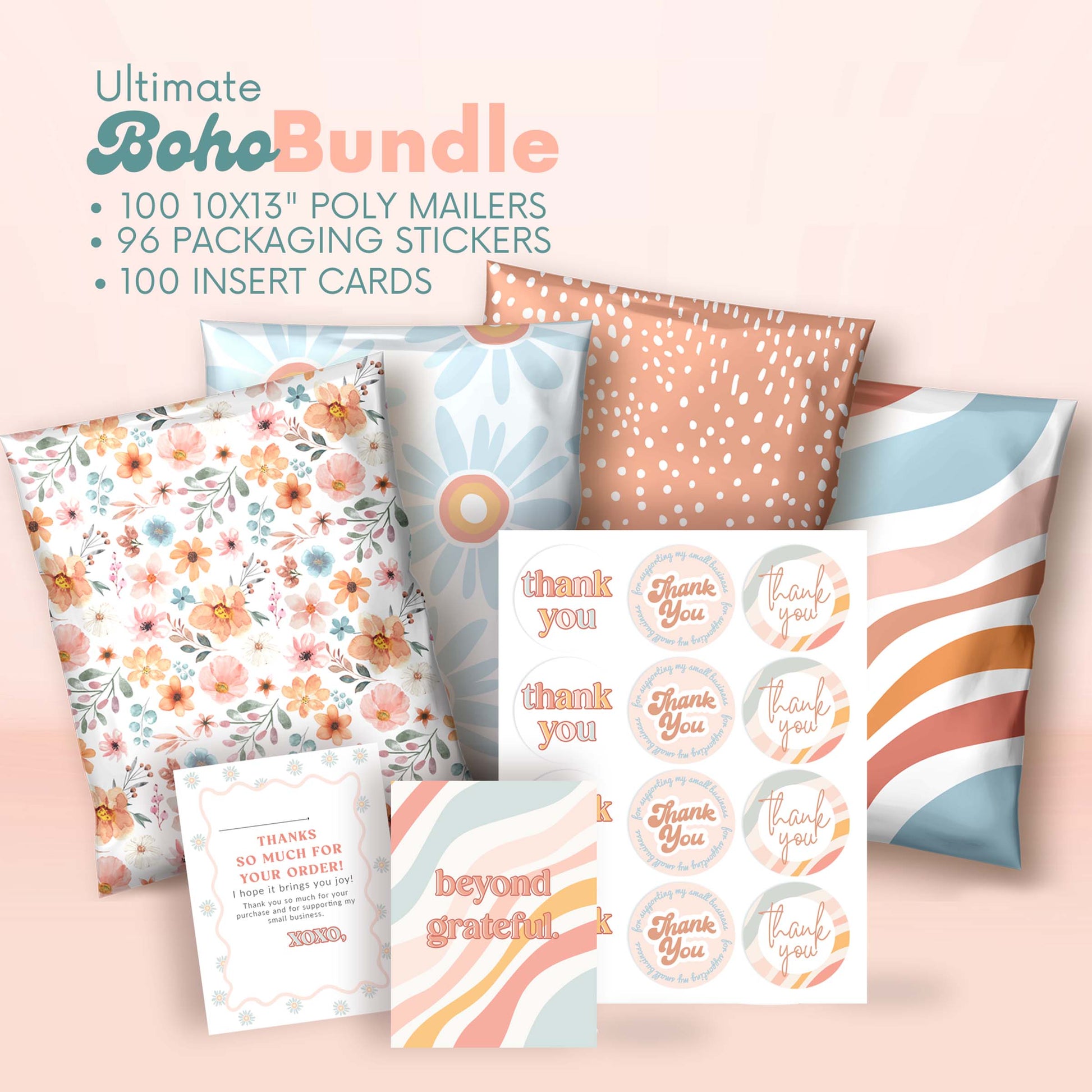 boho poly mailer shipping bags envelope boutique mailers customer thankyou packaging stickers
