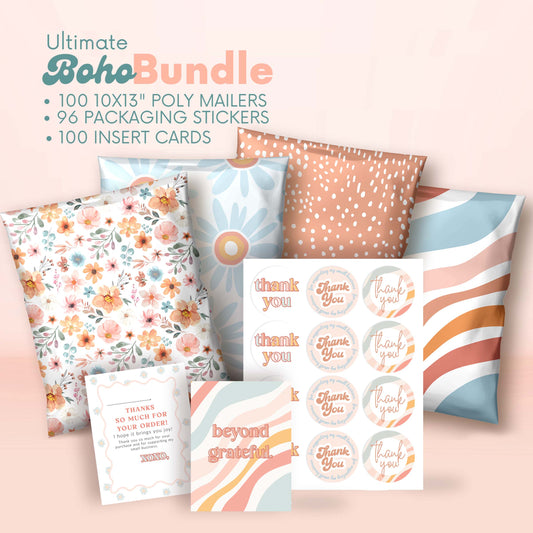 boho poly mailer shipping bags envelope boutique mailers customer thankyou packaging stickers