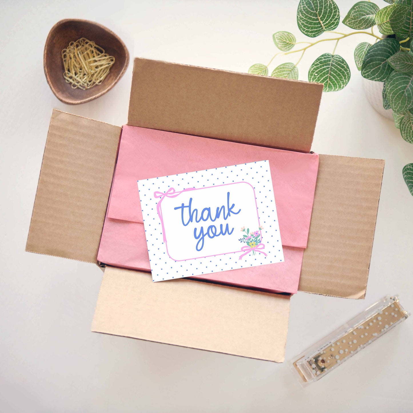 cute pink customer thank you cards for small business boutique packaging supplies coquette valentine thank you