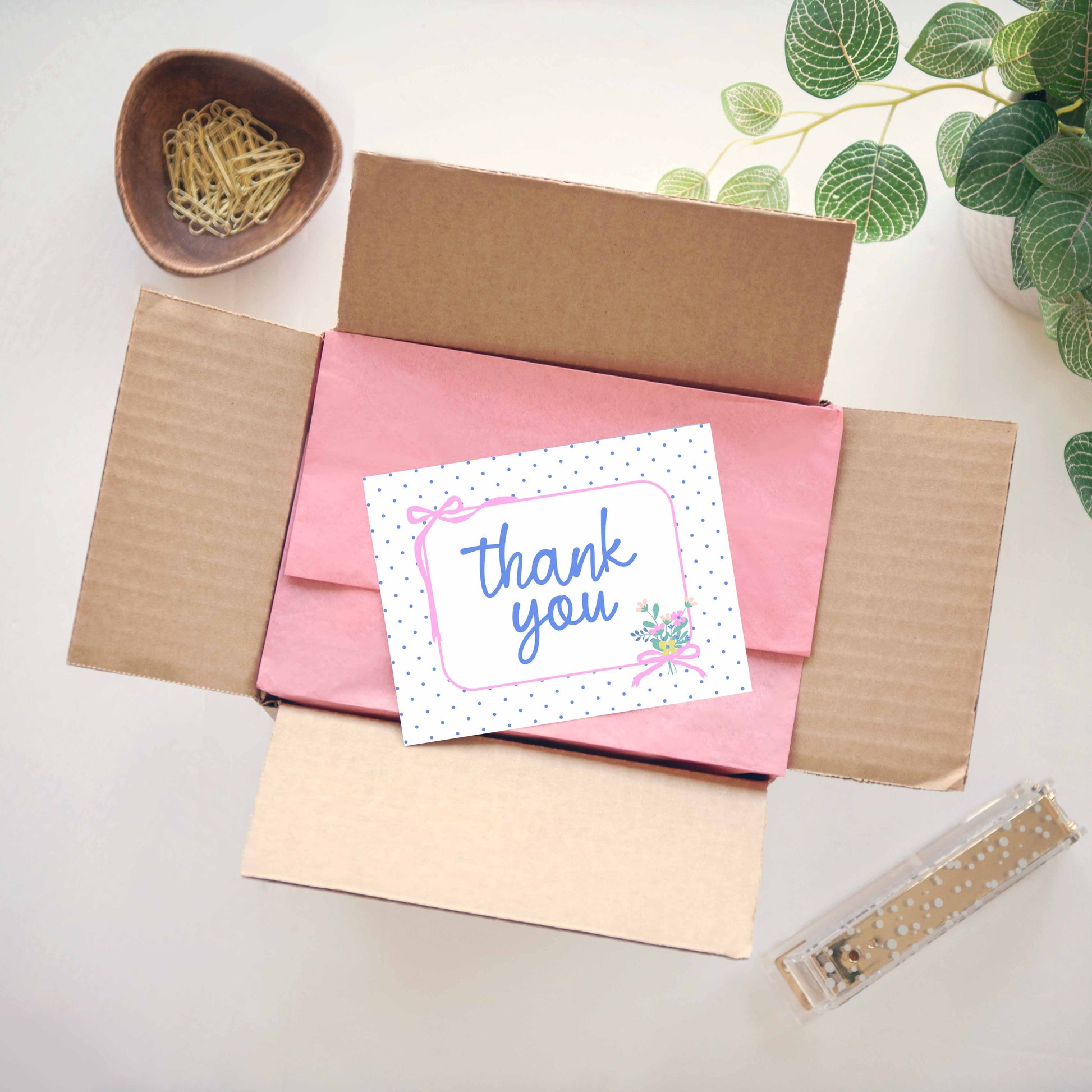 cute pink customer thank you cards for small business boutique packaging supplies coquette valentine thank you