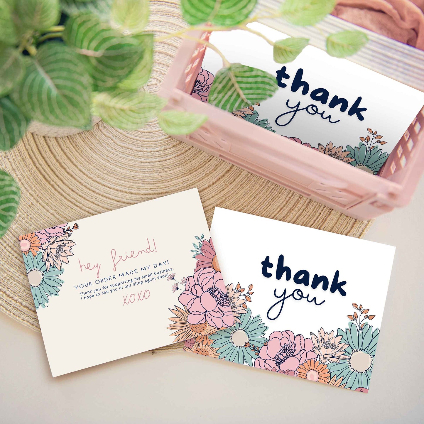 printed thank you card for businesses customer thank u insert boutique small biz 