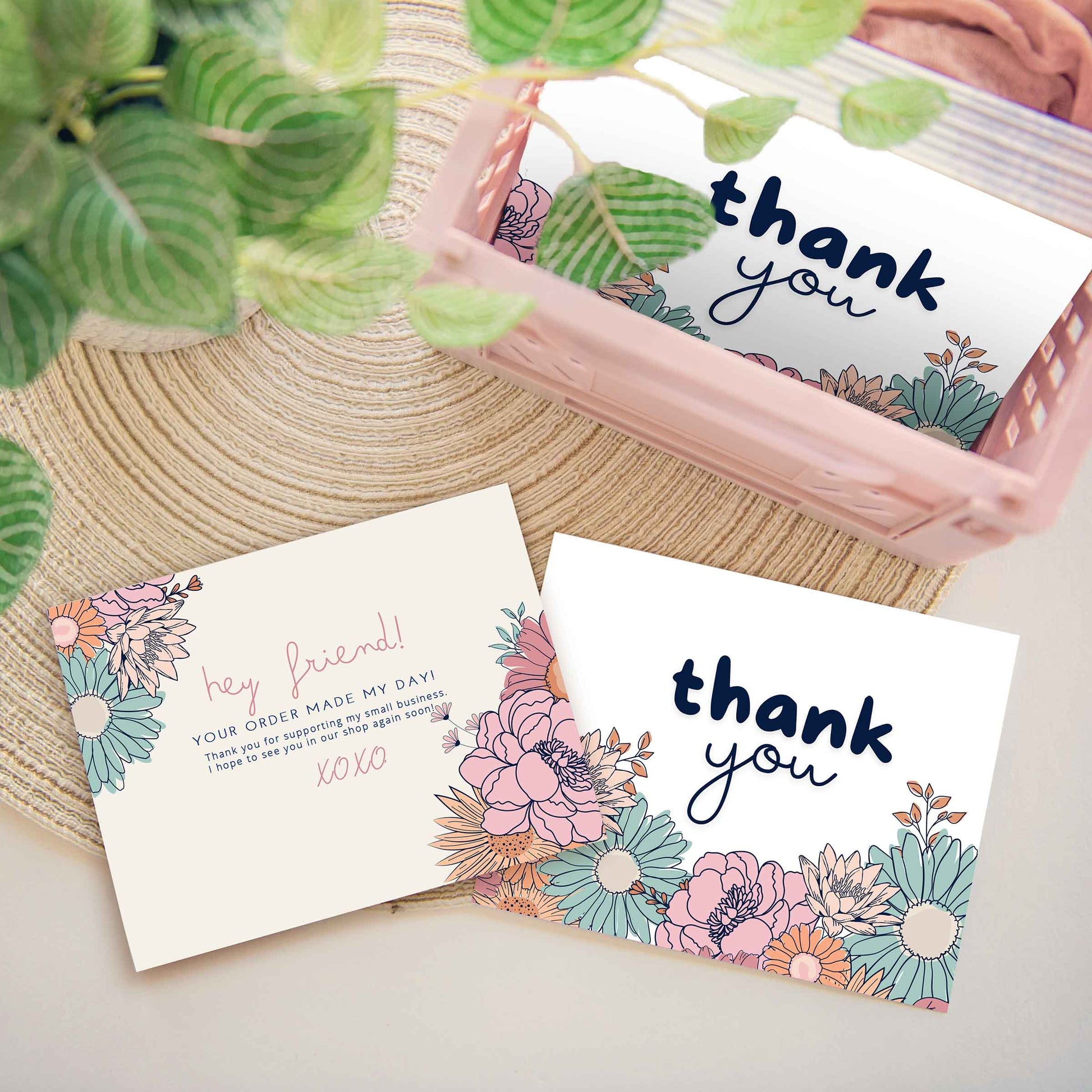 printed thank you card for businesses customer thank u insert boutique small biz 