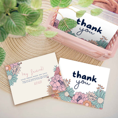 printed thank you card for businesses customer thank u insert boutique small biz 