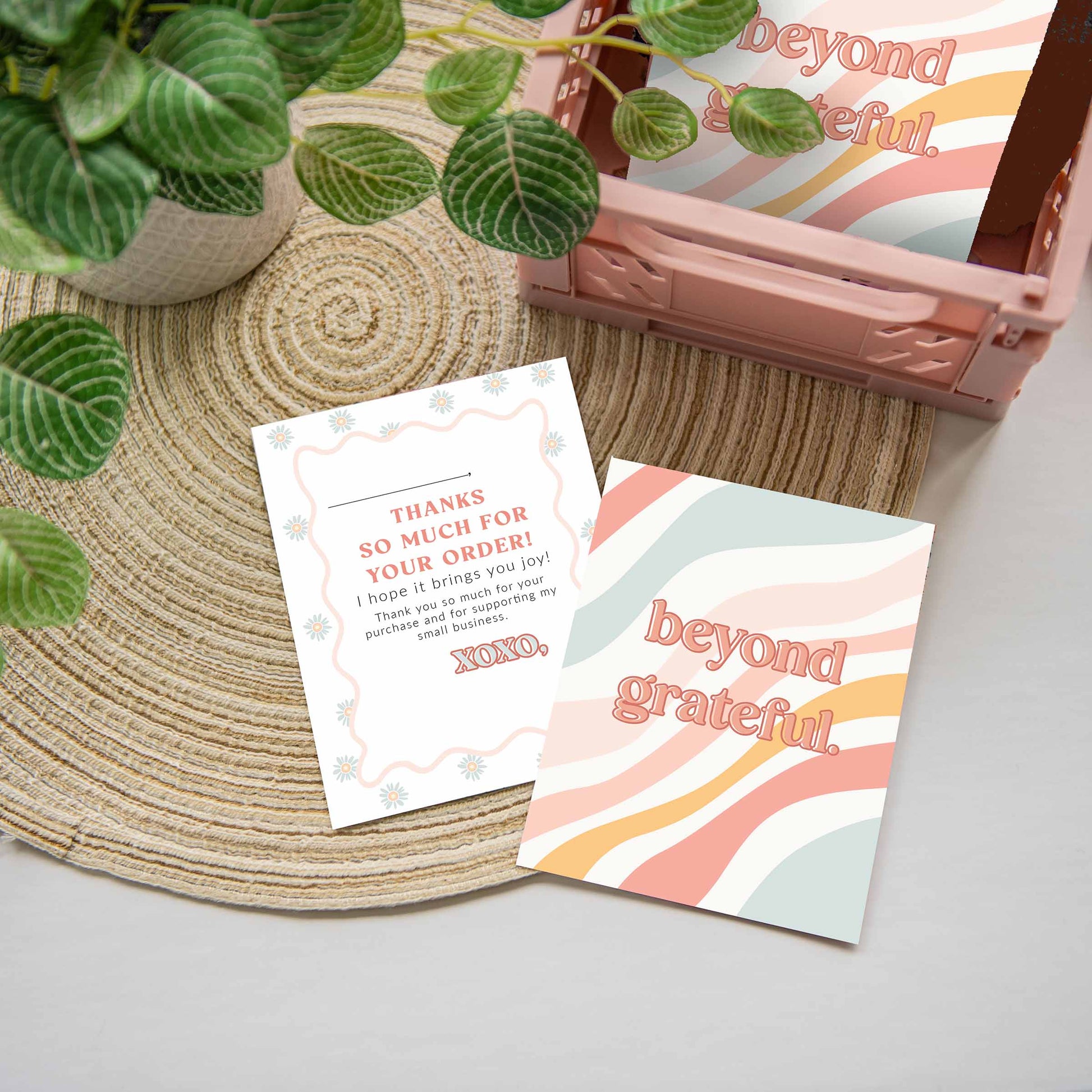 boho customer flower custom printed business thank you cards sticker