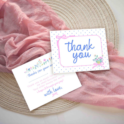 customer thank you message cards for small business thank you notes for customer business thank you cards with pink bows and flowers polka dots
