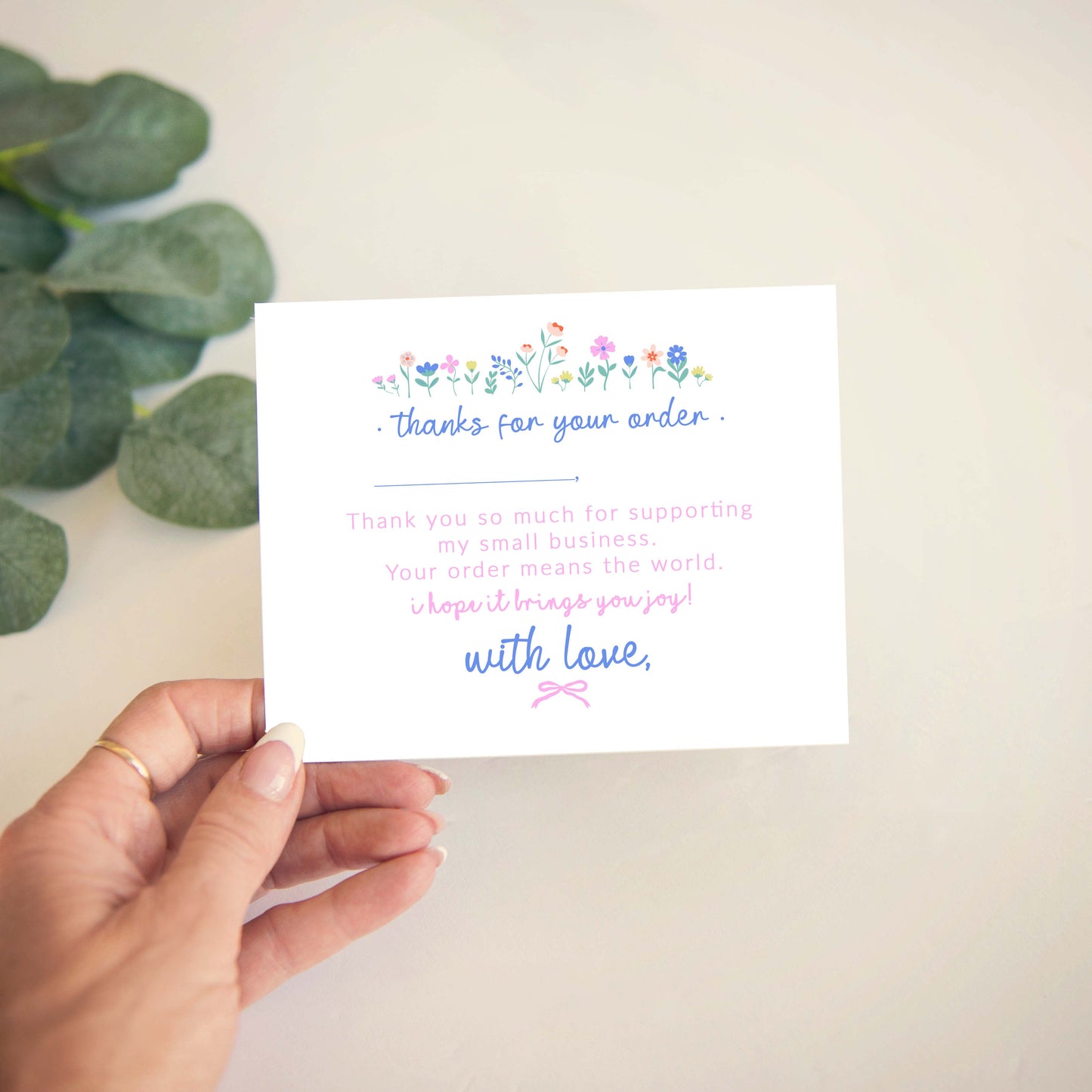custom design thank you cards customer thank you message for small business packaging shipping supplies cute trendy pink bows coquette