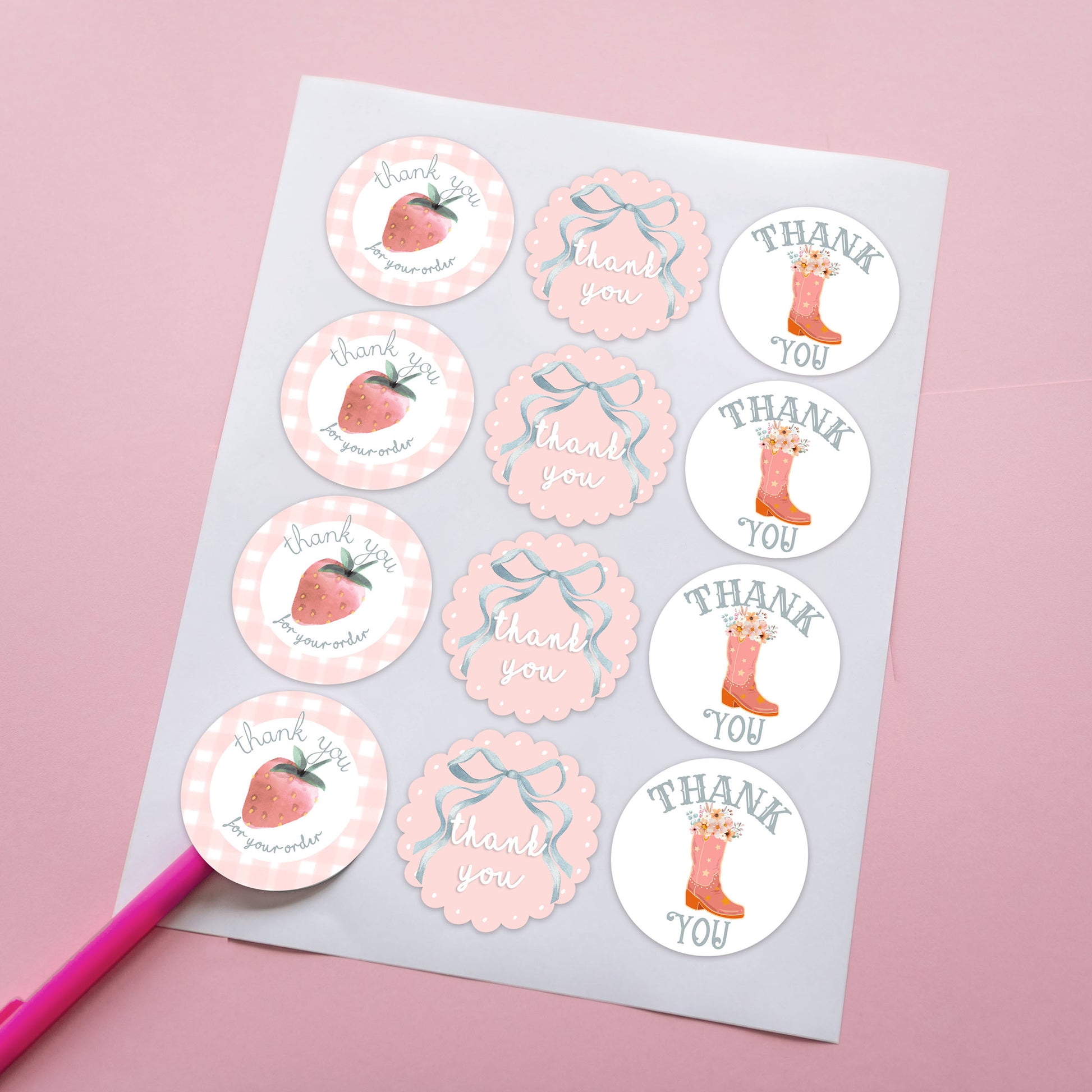 thank u stickers for shipping packaging supplies small biz cute girly trendy boutique owner business sticker
