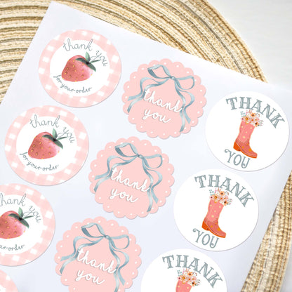 cute girly cottagecore aesthetic thank you stickers cards shipping supplies for small biz packaging envelope bags