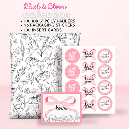 large boutique shipping envelopes valentines day poly mailers thank you stickers trendy designer pink bows packaging poly bags