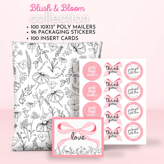 large boutique shipping envelopes valentines day poly mailers thank you stickers trendy designer pink bows packaging poly bags