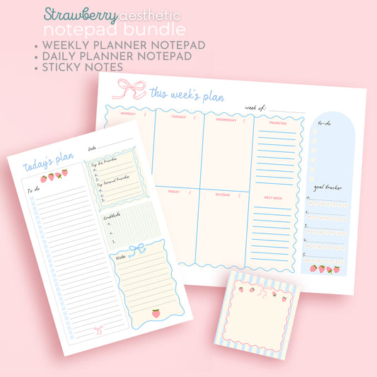 cute sticky notes aesthetic notepad best custom designer desktop notepad for small business girly cute pink strawberry