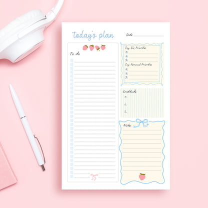 cute pink strawberry aesthetic daily planner notepad bundle cute sticky notes weekly planning notepad