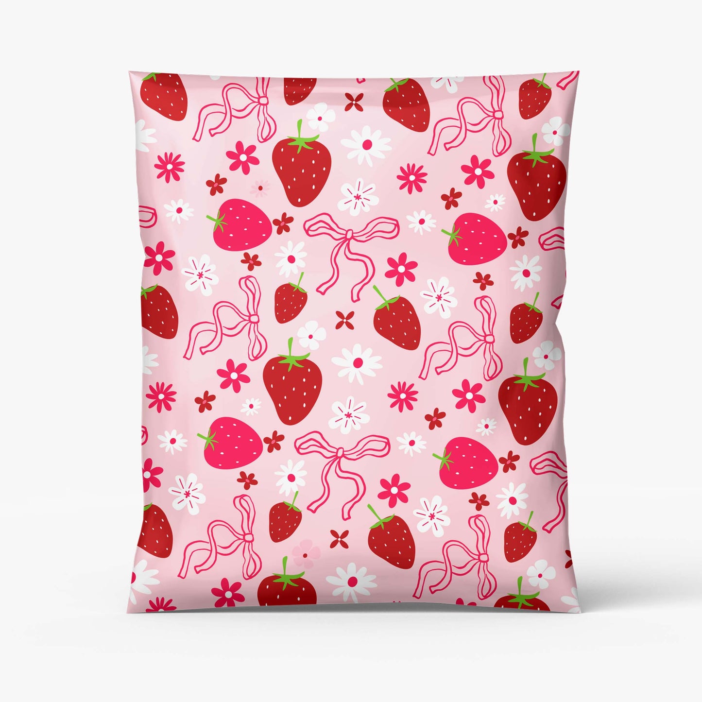 cute pink strawberry polymailers poly bags supplies mailing envelope trendy summer mailers for small girly girl biz