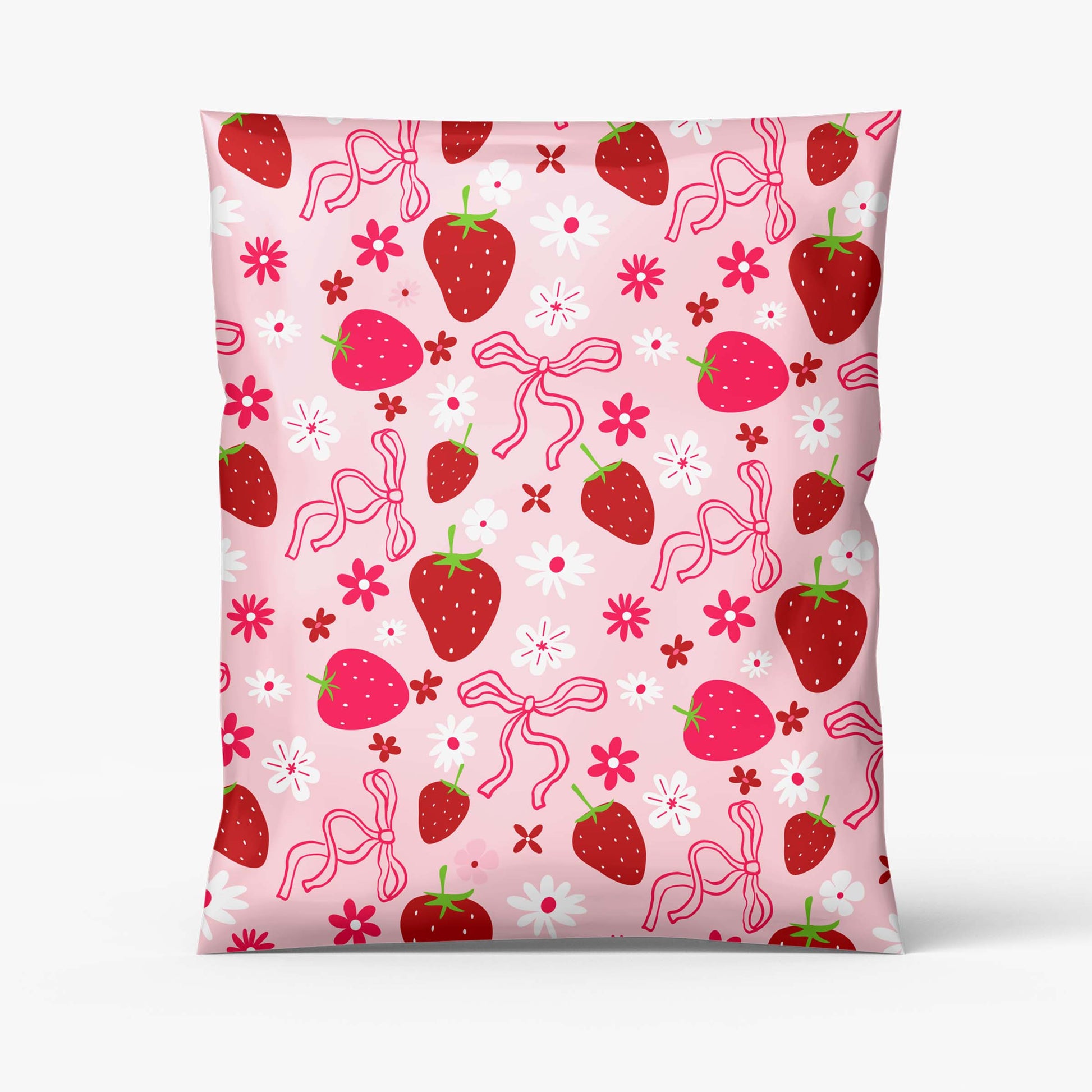 cute pink strawberry polymailers poly bags supplies mailing envelope trendy summer mailers for small girly girl biz