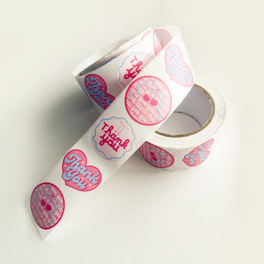 Thank You Sticker Rolls | 2" Matte | Bows & Checks