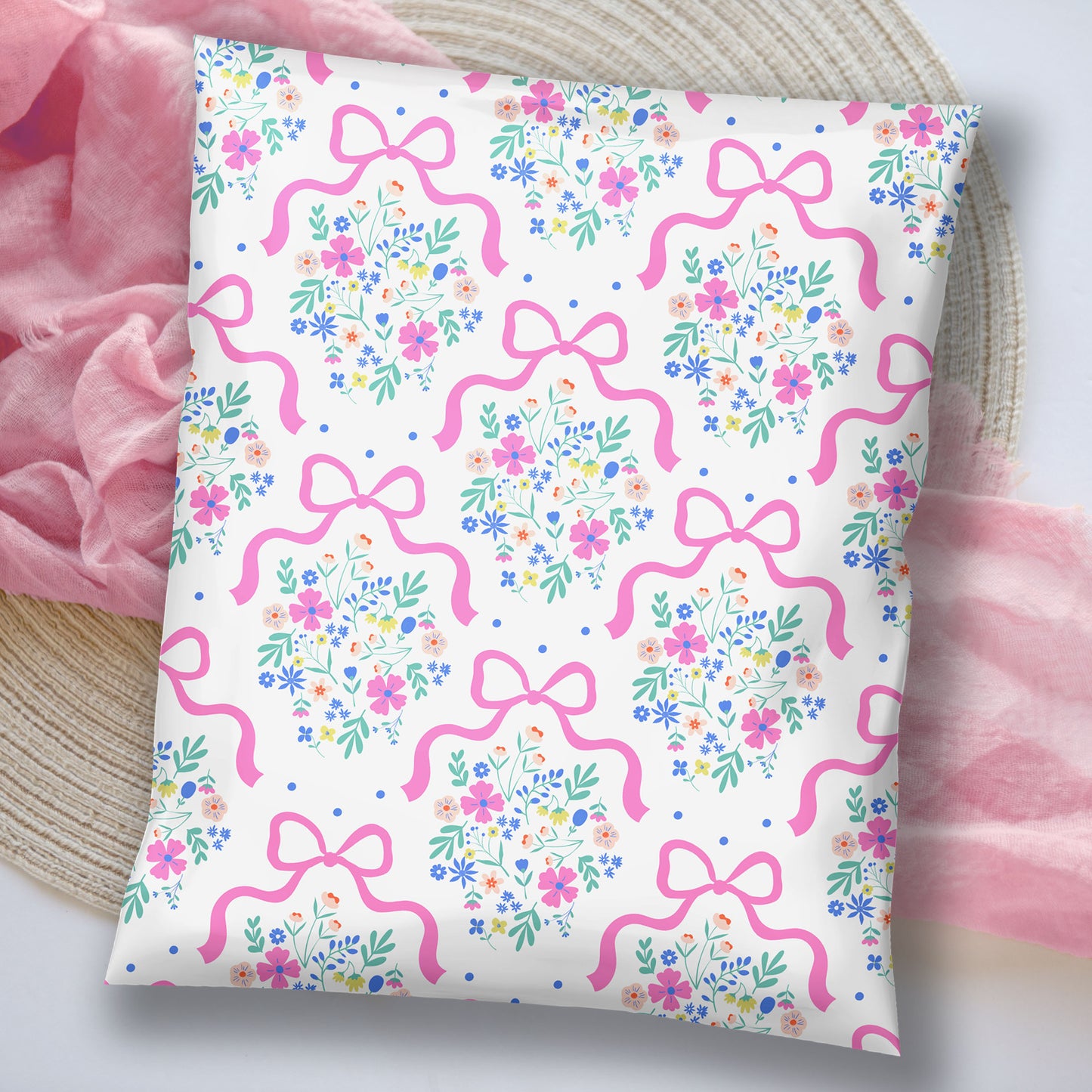 polymailers with flowers cute pink floral with bows for small business shipping packaging designer shipping bags boutique polybags spring mailers