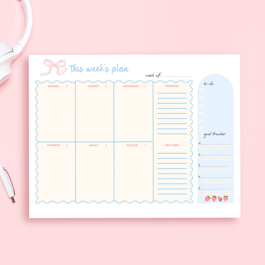 designer notepad cute pink weekly notepad best custom coquette notepad a5