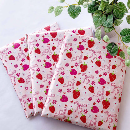 pink strawberry cute designer summer mailers for girly small business women owned packaging supplies