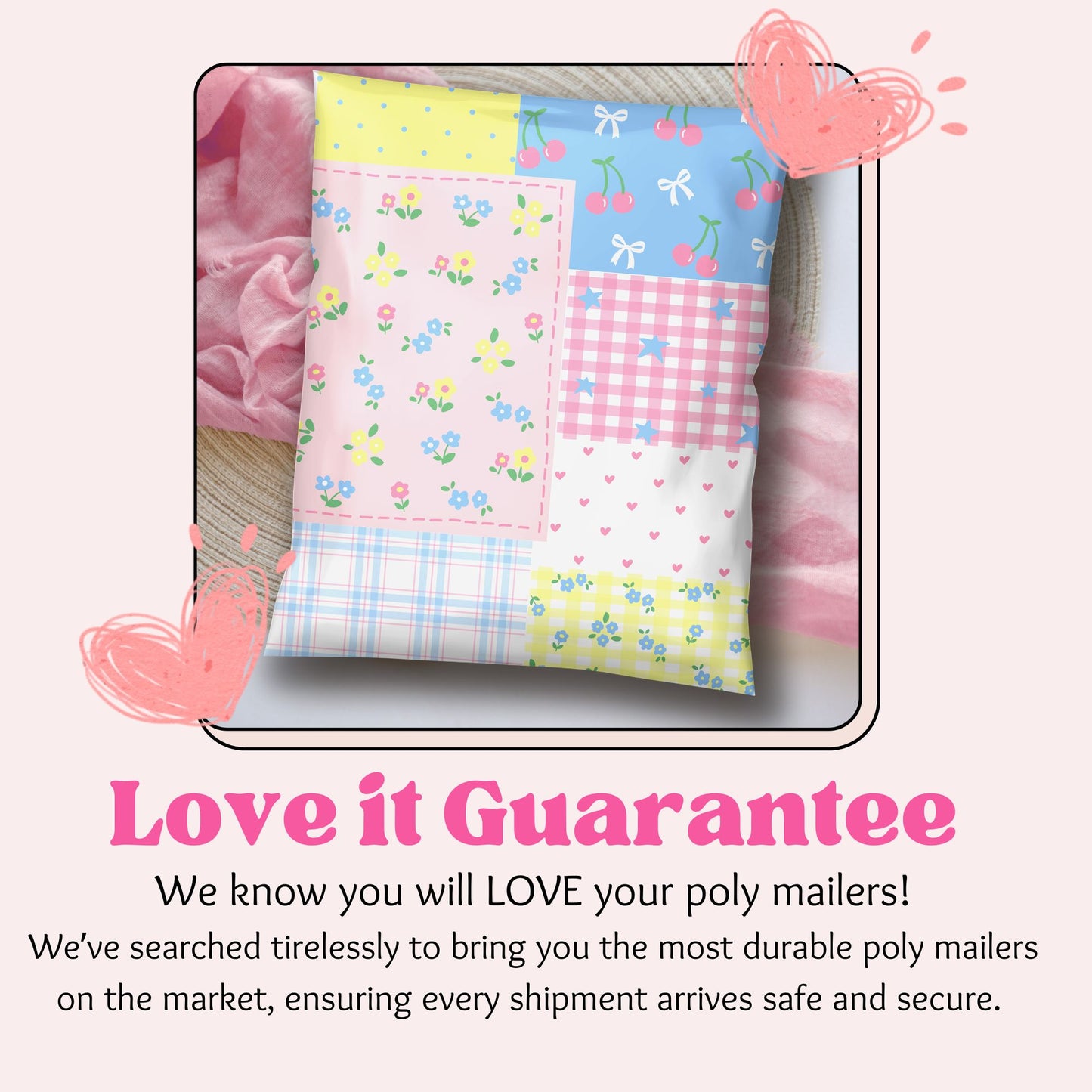 shipping bags for small business shipping packaging and mailing in cute patchwork design